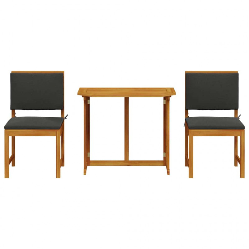 Zestaw Bistro Ogrodowego 3 pcs Brązowy Lite Drewno Akacji