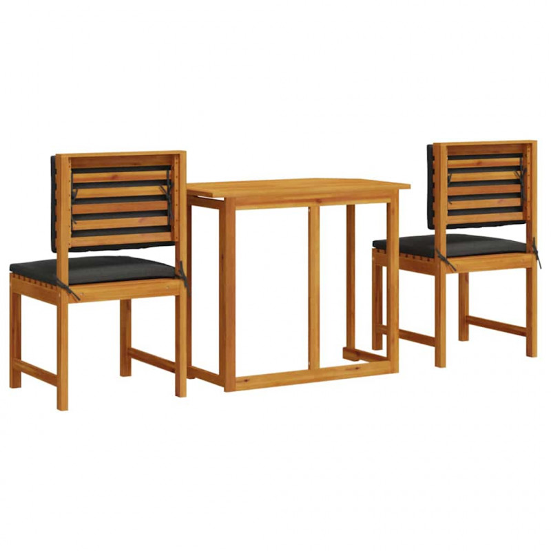 Zestaw Bistro Ogrodowego 3 pcs Brązowy Lite Drewno Akacji