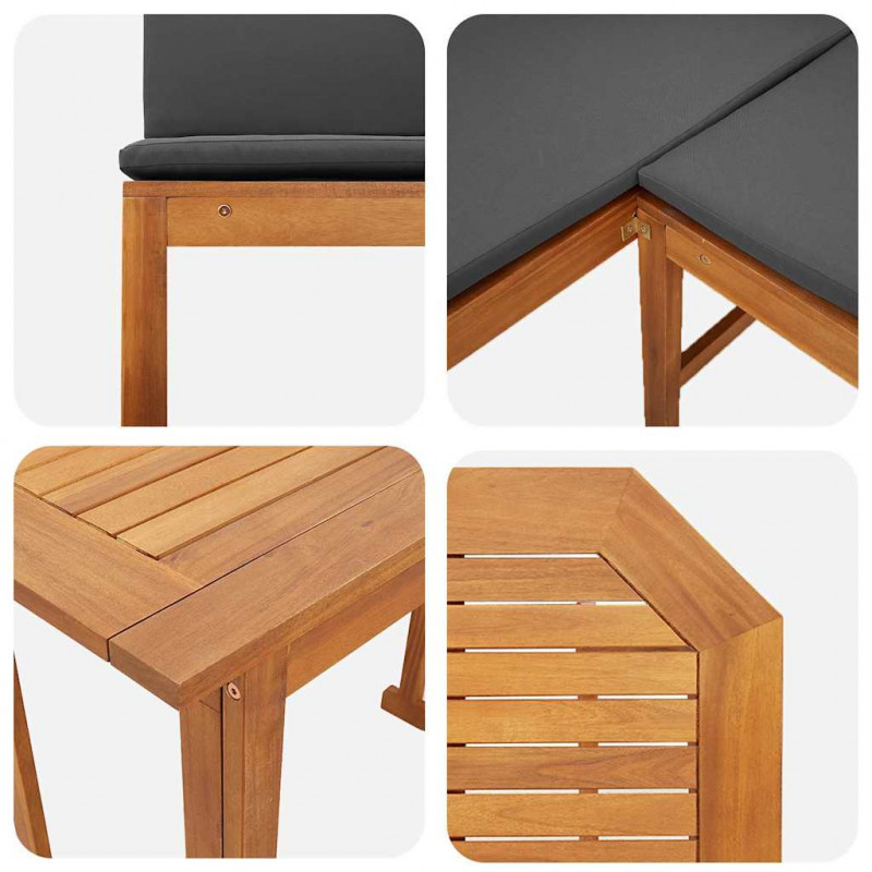Zestaw Bistro Ogrodowego 3 pcs Brązowy Lite Drewno Akacji