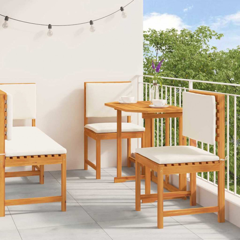 Zestaw Bistro Ogrodowego 4 pcs Brązowy Lite Drewno Akacji