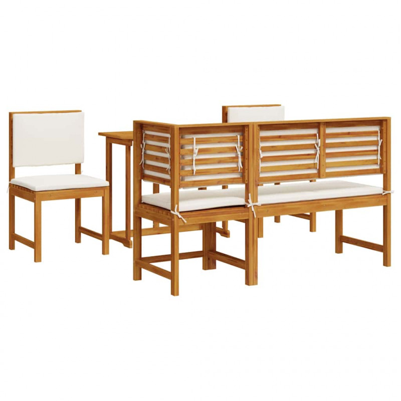 Zestaw Bistro Ogrodowego 4 pcs Brązowy Lite Drewno Akacji