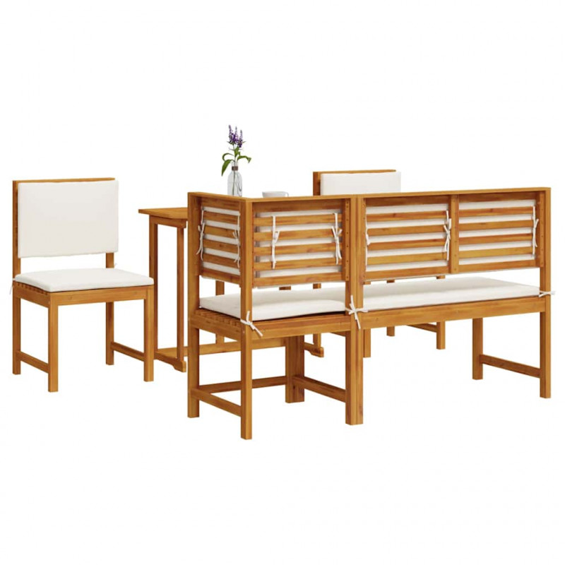 Zestaw Bistro Ogrodowego 4 pcs Brązowy Lite Drewno Akacji
