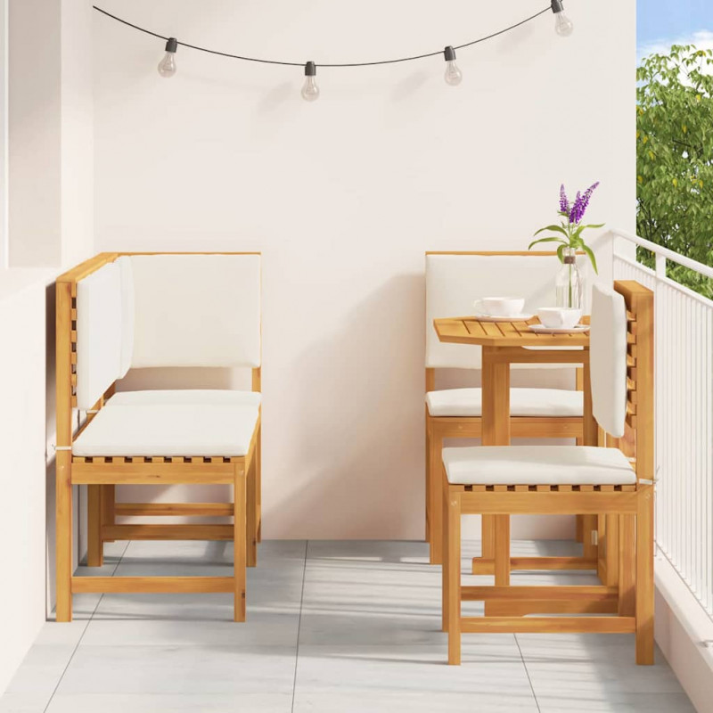 Zestaw Bistro Ogrodowego 4 pcs Brązowy Lite Drewno Akacji