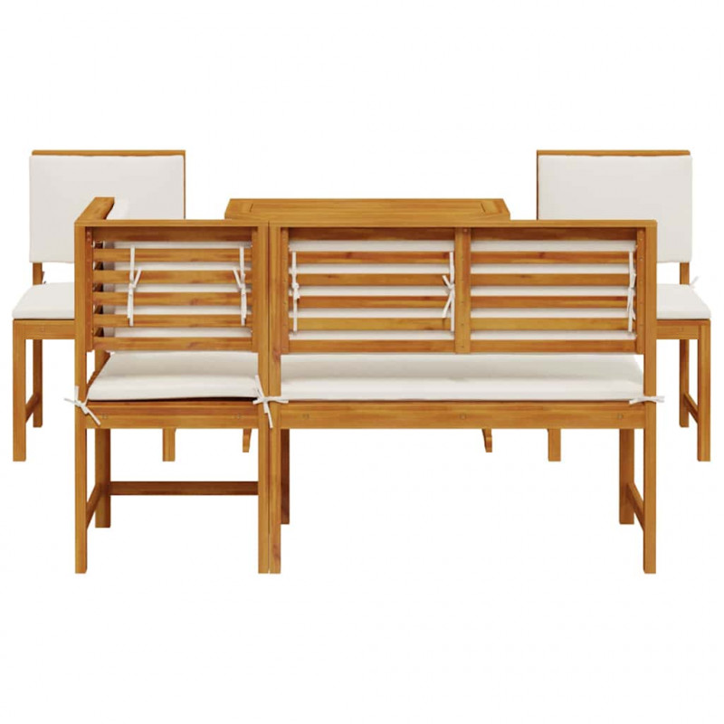 Zestaw Bistro Ogrodowego 4 pcs Brązowy Lite Drewno Akacji