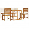 Zestaw Bistro Ogrodowego 4 pcs Brązowy Lite Drewno Akacji