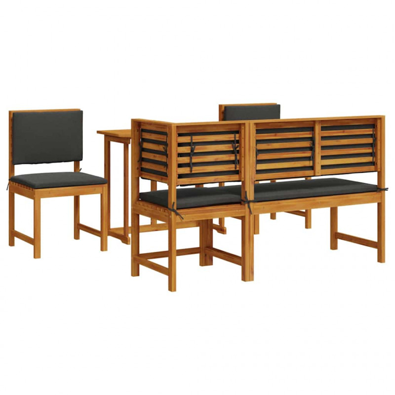 Zestaw Bistro Ogrodowego 4 pcs Brązowy Lite Drewno Akacji