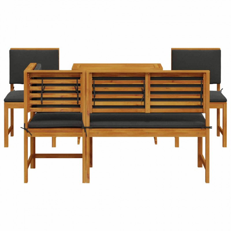 Zestaw Bistro Ogrodowego 4 pcs Brązowy Lite Drewno Akacji
