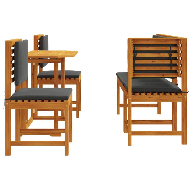 Zestaw Bistro Ogrodowego 4 pcs Brązowy Lite Drewno Akacji