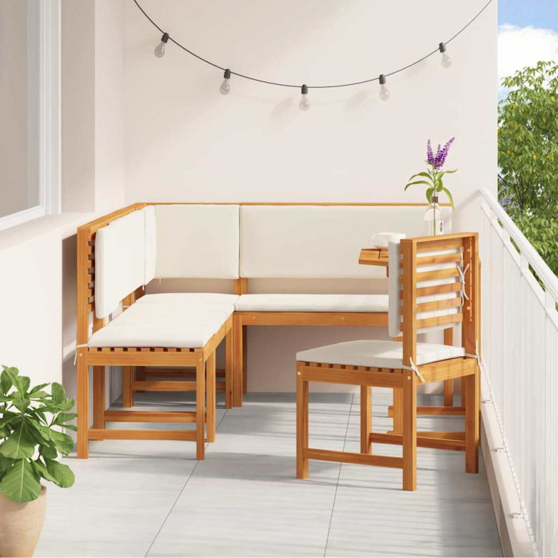 Zestaw Bistro Ogrodowego 6 pcs Brązowy Lite Drewno Akacji