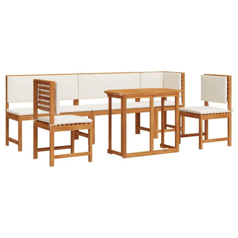 Zestaw Bistro Ogrodowego 6 pcs Brązowy Lite Drewno Akacji