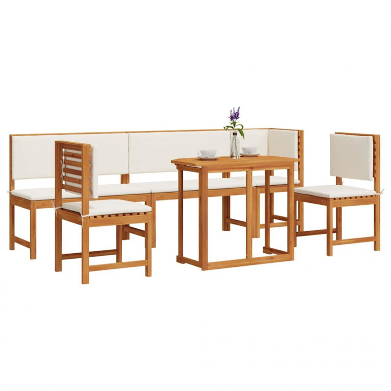 Zestaw Bistro Ogrodowego 6 pcs Brązowy Lite Drewno Akacji
