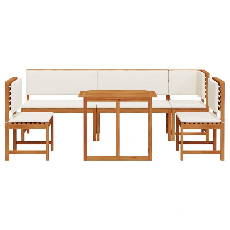 Zestaw Bistro Ogrodowego 6 pcs Brązowy Lite Drewno Akacji