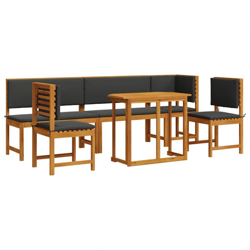 Zestaw Bistro Ogrodowego 6 pcs Brązowy Lite Drewno Akacji