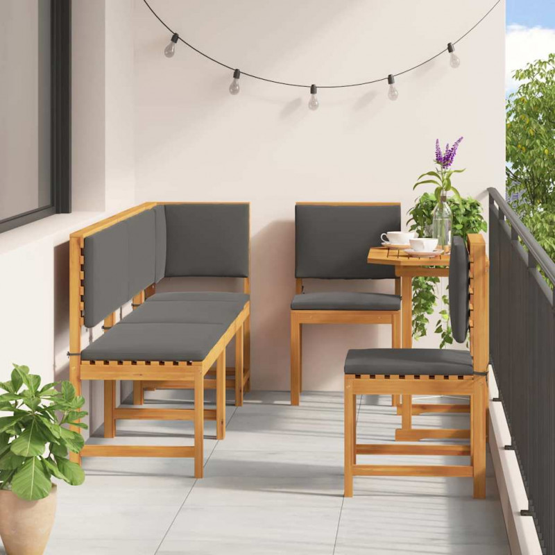 Zestaw Bistro Ogrodowego 6 pcs Brązowy Lite Drewno Akacji