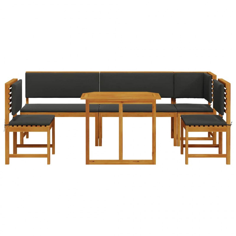 Zestaw Bistro Ogrodowego 6 pcs Brązowy Lite Drewno Akacji