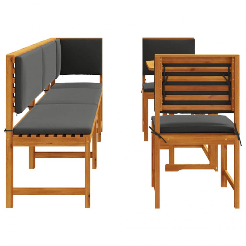 Zestaw Bistro Ogrodowego 6 pcs Brązowy Lite Drewno Akacji