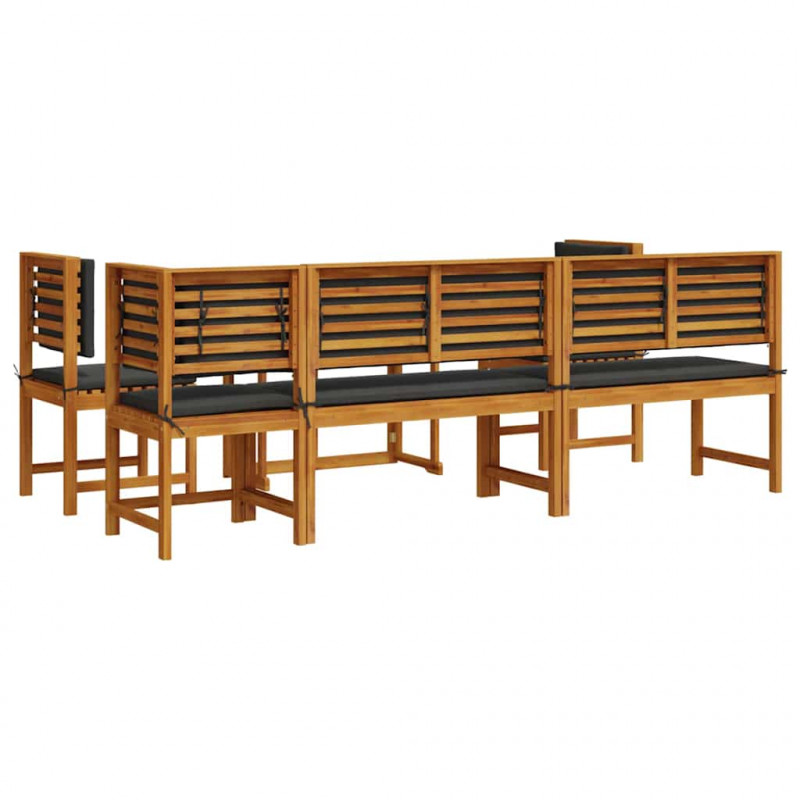 Zestaw Bistro Ogrodowego 6 pcs Brązowy Lite Drewno Akacji