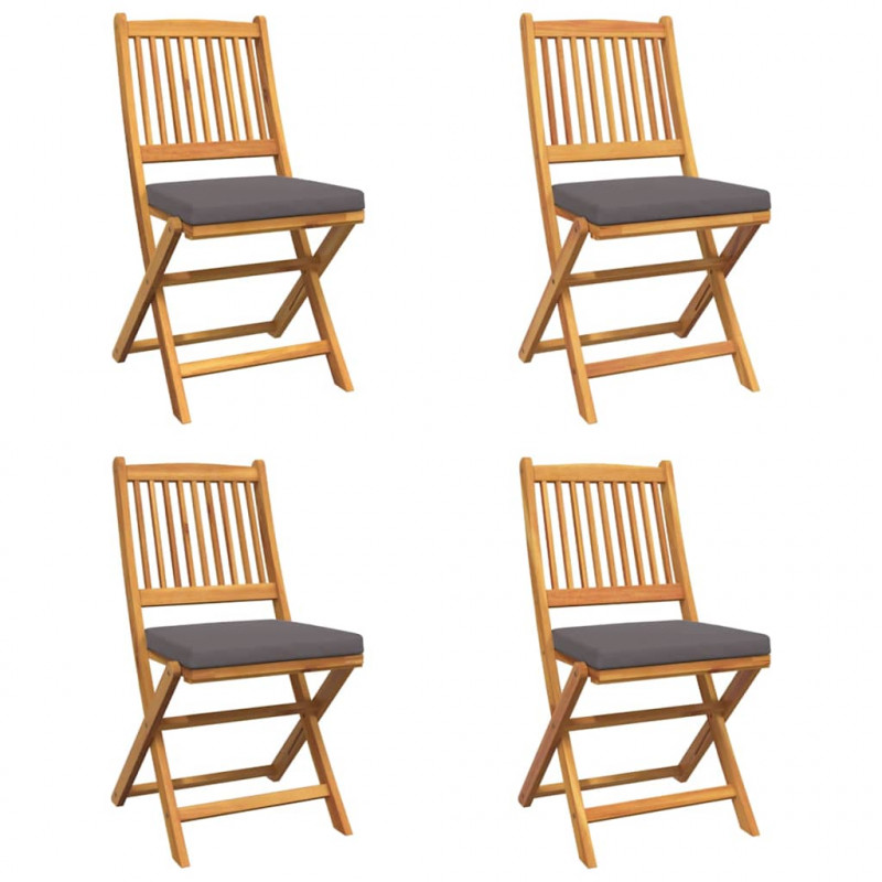 Krzesło składane z poduszką 4 pcs Szary 49 x 57.5 x 92cm