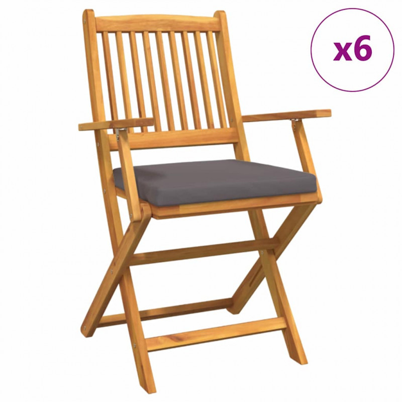 Krzesło składane z poduszką 6 pcs Szary 49 x 57.5 x 92cm