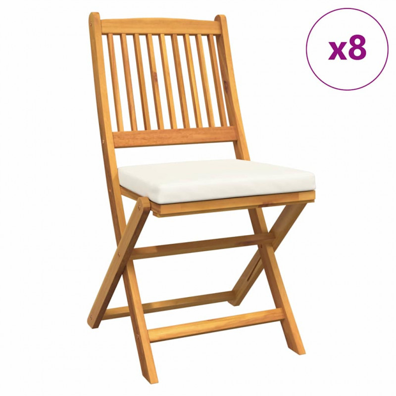 Krzesło składane z poduszką 8 pcs Biały 49 x 57.5 x 92cm