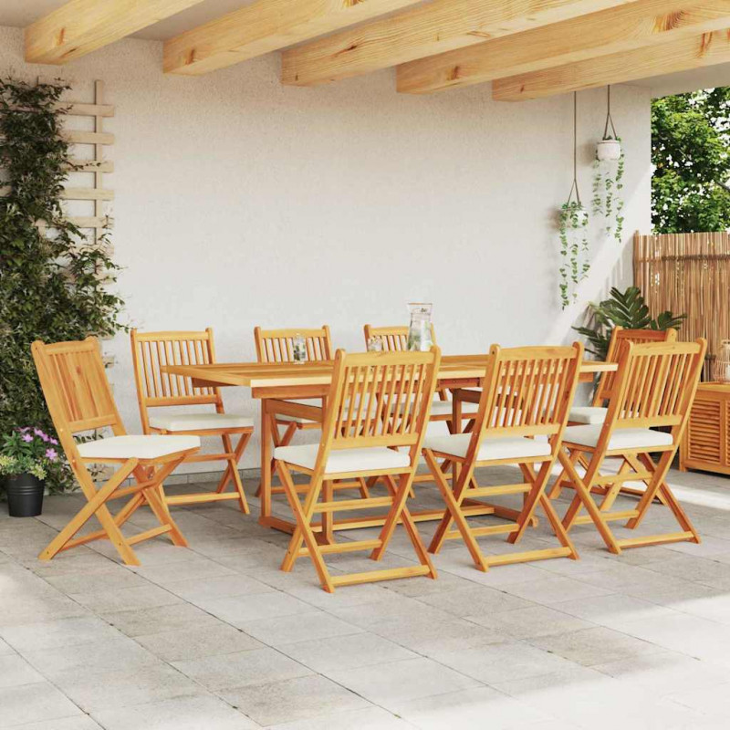Krzesło składane z poduszką 8 pcs Biały 49 x 57.5 x 92cm