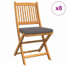 Krzesło składane z poduszką 8 pcs Szary 49 x 57.5 x 92cm