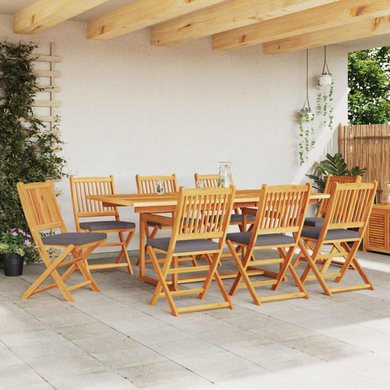 Krzesło składane z poduszką 8 pcs Szary 49 x 57.5 x 92cm