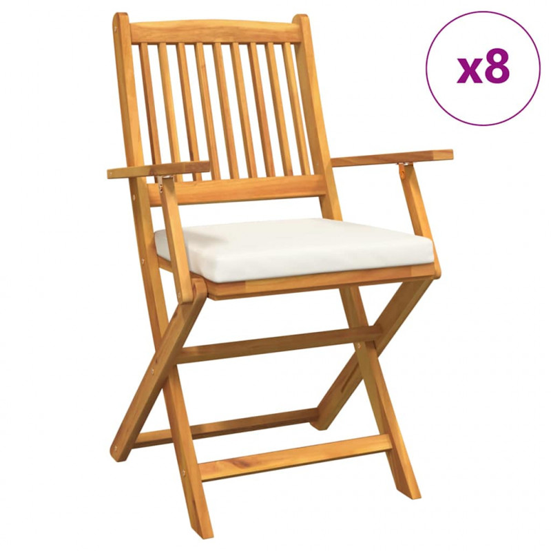 Krzesło składane z poduszką 8 pcs Biały 49 x 57.5 x 92cm