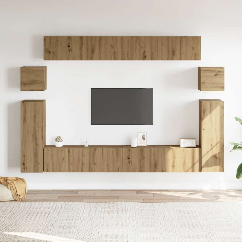 8-cz. zestaw szafek TV, dąb artisan, materiał drewnopochodny