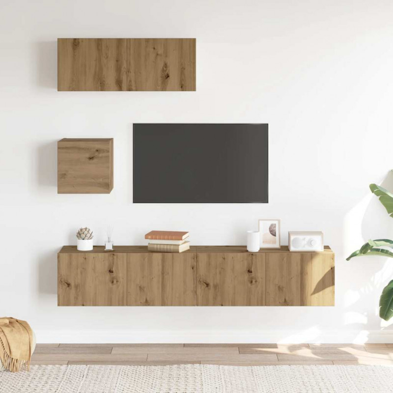 4-cz. zestaw szafek TV, dąb artisan, materiał drewnopochodny