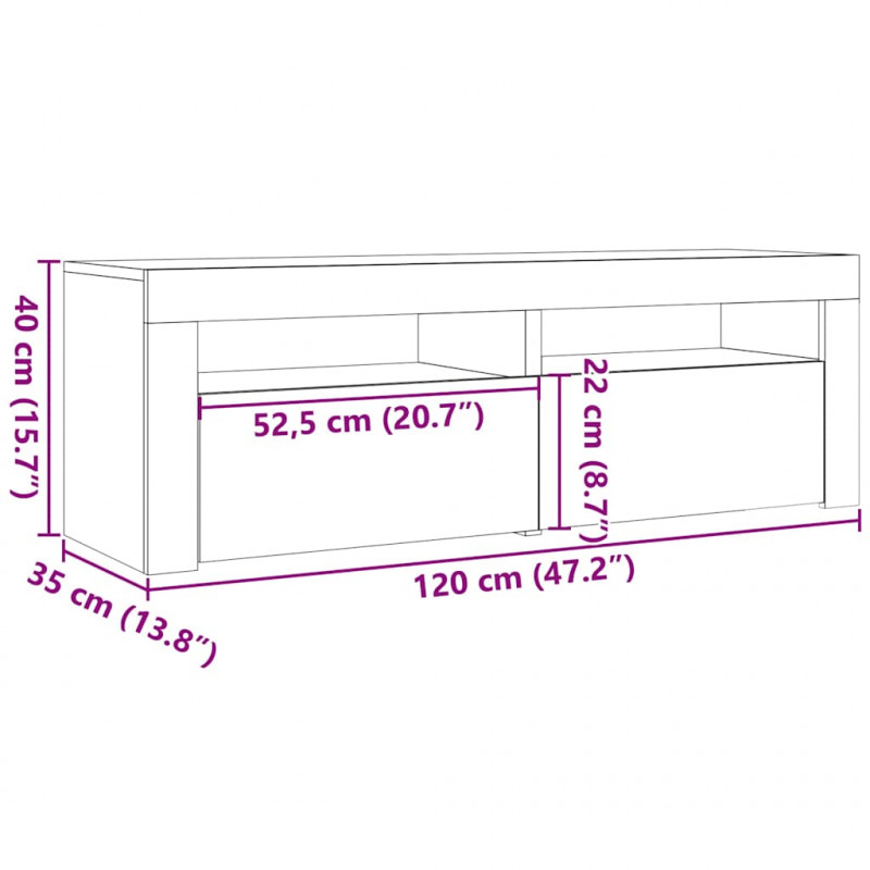 Szafki nocne z LED, 2 szt., stare drewno, 60x35x40 cm
