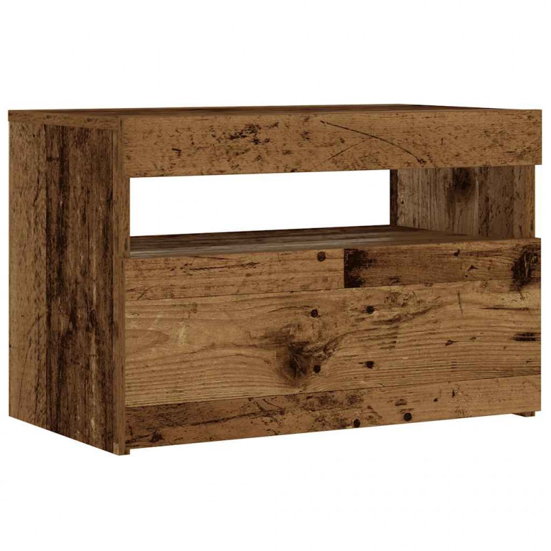 Szafka nocna z oświetleniem LED, stare drewno, 60x35x40 cm