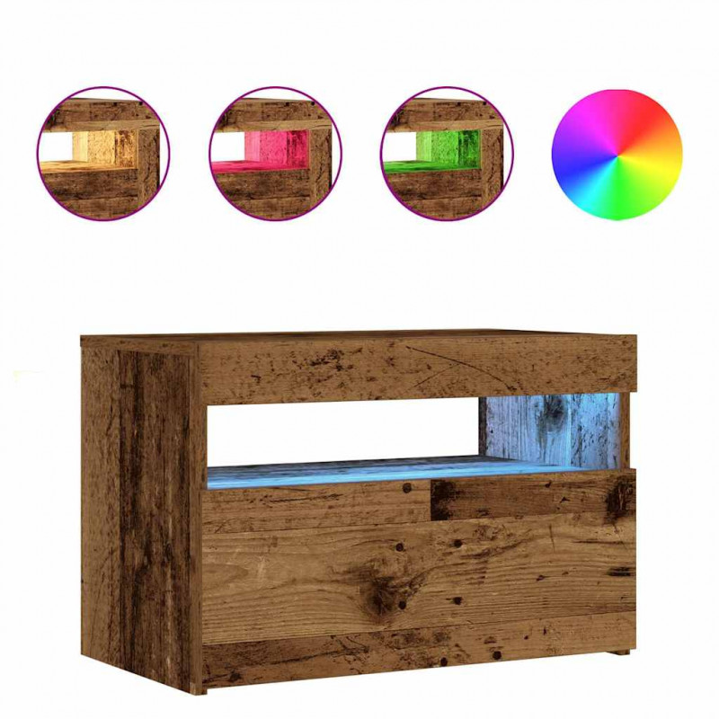 Szafka nocna z oświetleniem LED, stare drewno, 60x35x40 cm