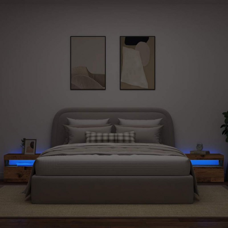 Szafka nocna z oświetleniem LED, stare drewno, 60x35x40 cm