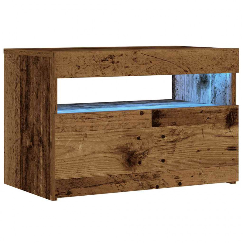 Szafka nocna z oświetleniem LED, stare drewno, 60x35x40 cm