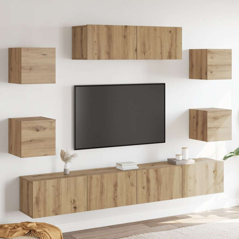 7-cz. zestaw szafek TV, dąb artisan, materiał drewnopochodny