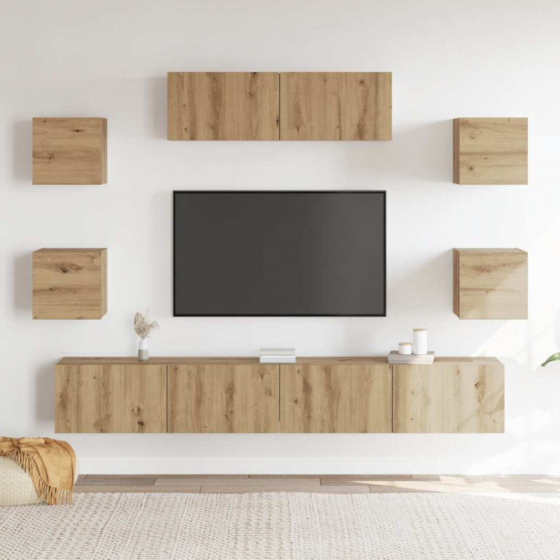 7-cz. zestaw szafek TV, dąb artisan, materiał drewnopochodny