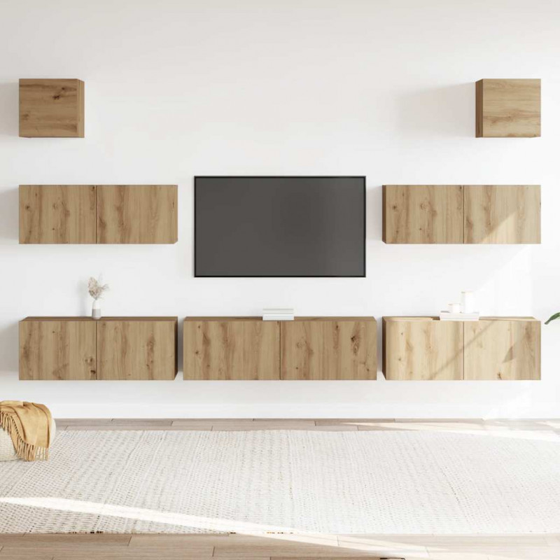 7-cz. zestaw szafek TV, dąb artisan, materiał drewnopochodny