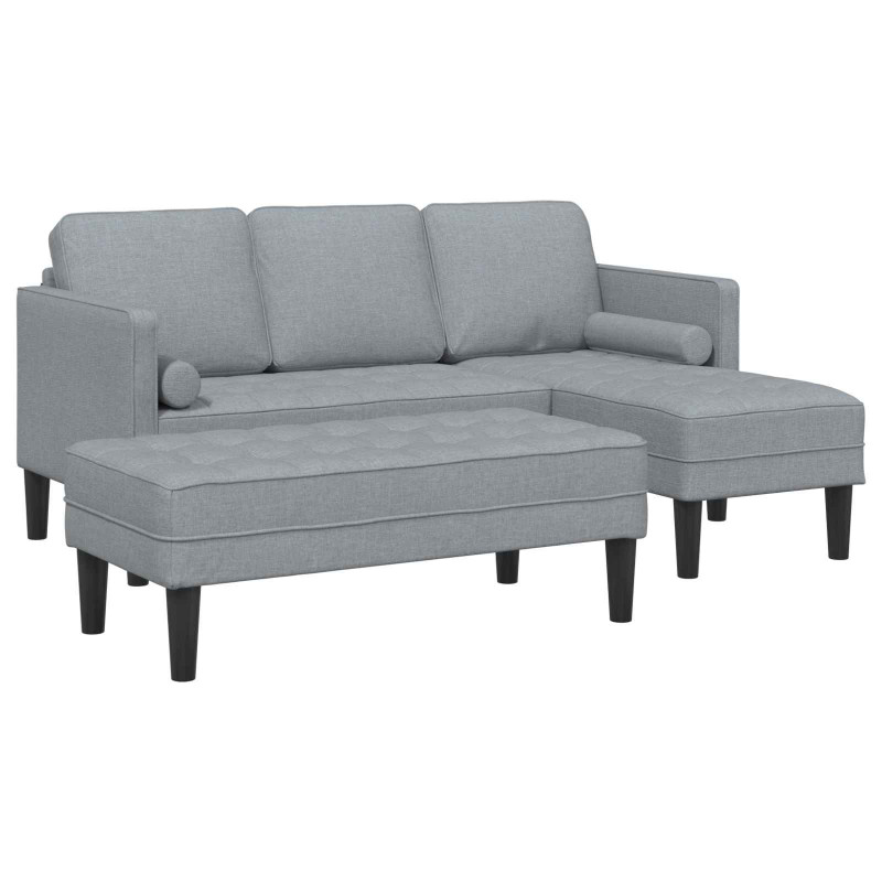 Zestaw Sof z poduszką 2 pcs Jasnoszary Poliester