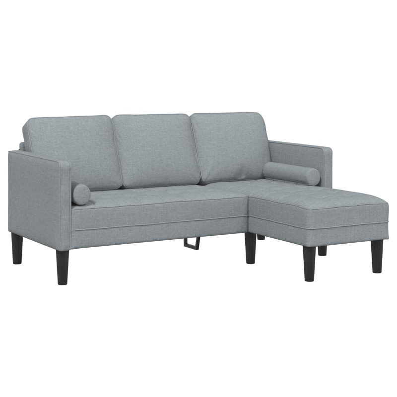 Zestaw Sof z poduszką 2 pcs Jasnoszary Poliester