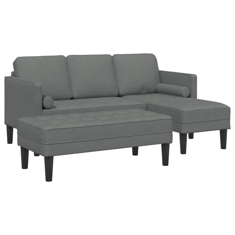Zestaw Sof z poduszką 2 pcs Ciemnoszary Poliester