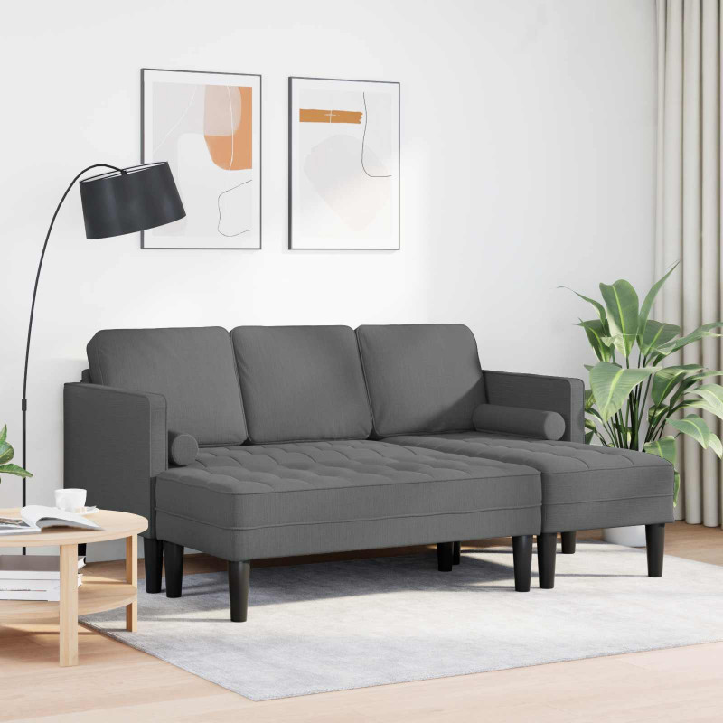 Zestaw Sof z poduszką 2 pcs Ciemnoszary Poliester
