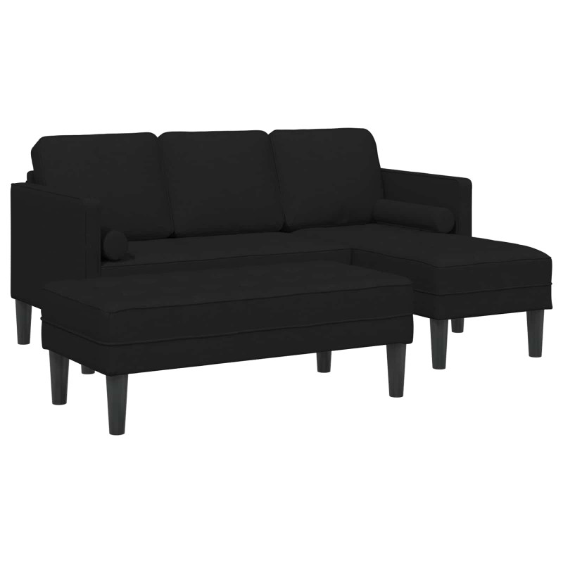 Zestaw Sof z poduszką 2 pcs Czarny Poliester