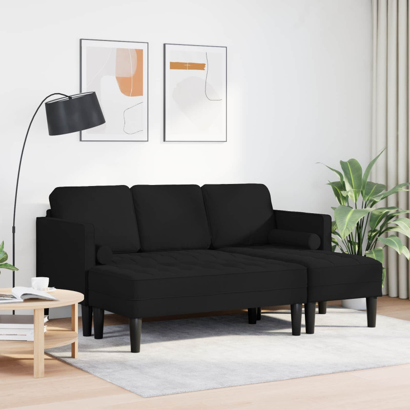 Zestaw Sof z poduszką 2 pcs Czarny Poliester