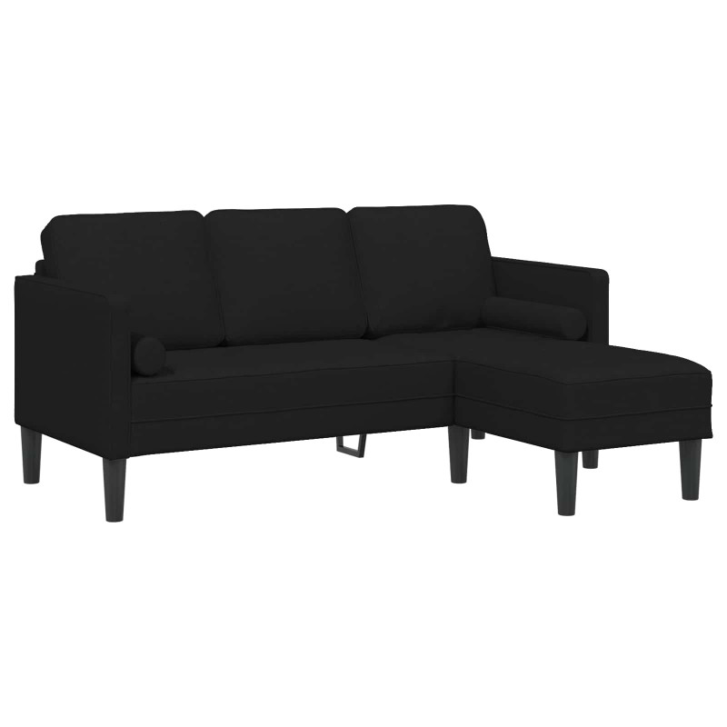 Zestaw Sof z poduszką 2 pcs Czarny Poliester