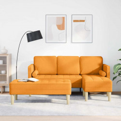 Zestaw Sof z poduszką 2 pcs Ciemny Żółty Poliester