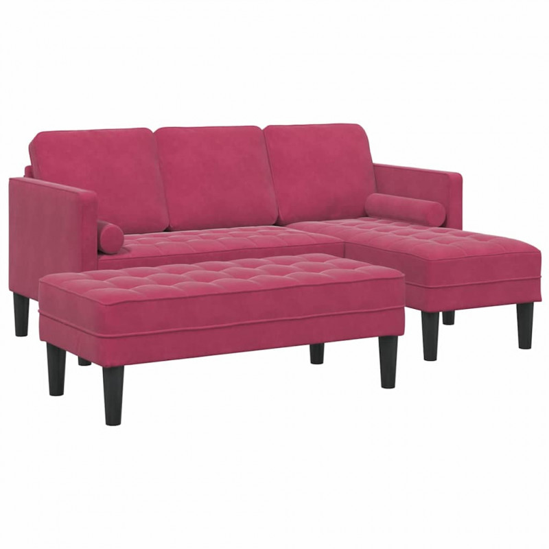 Zestaw Sof z poduszką 2 pcs Czerwone wino Poliester