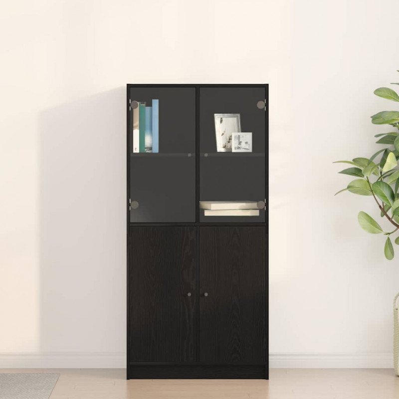 Highboard Czarny Dąb 68 x 37 x 142 cm