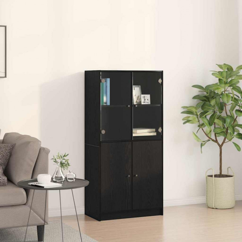 Highboard Czarny Dąb 68 x 37 x 142 cm