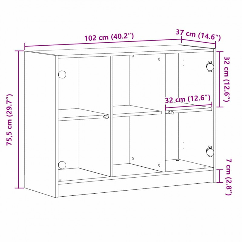 Bufet Czarny Dąb 100 x 37 x 75.5 cm